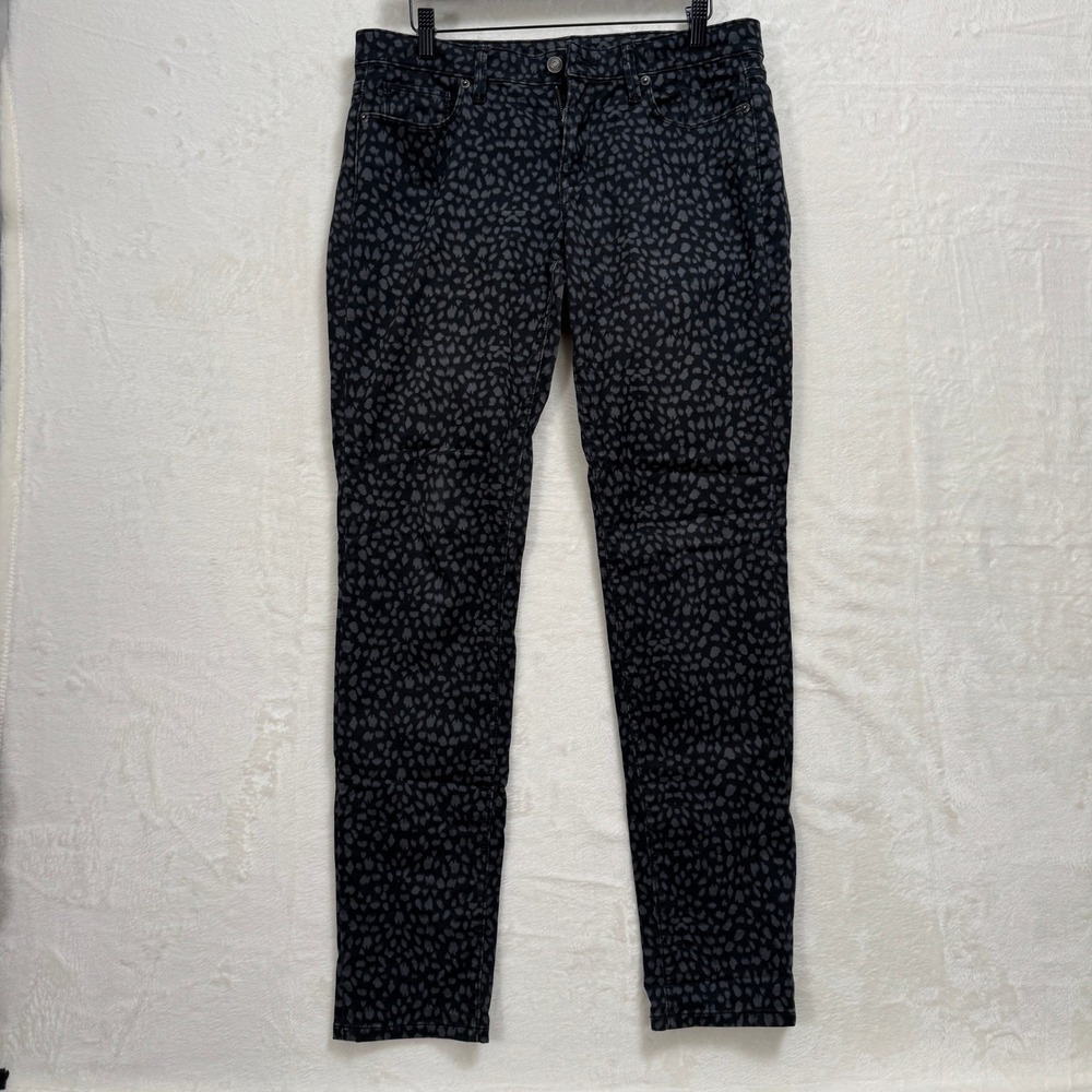 Ann Taylor LOFT Pants Womens 29/8 Black Grey Leopard Animal Modern Skinny Jeans